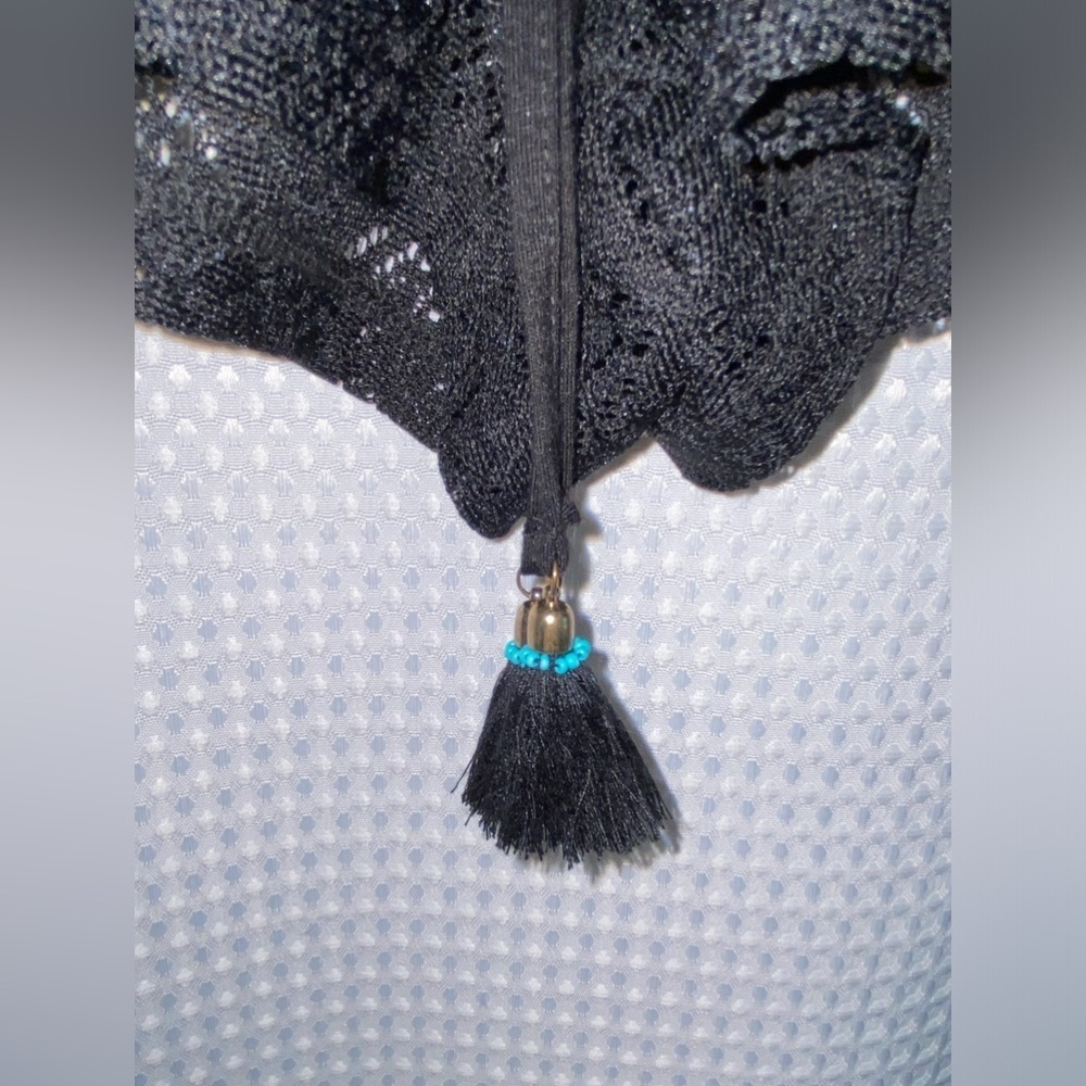 La Vie en Rose AQUA swimsuit coverup black lace shorts size Medium‎ - Picture 5 of 13